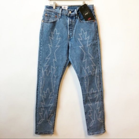 Levi's 501 High Rise Skinny Embroidered Jeans 27 - Picture 4 of 13
